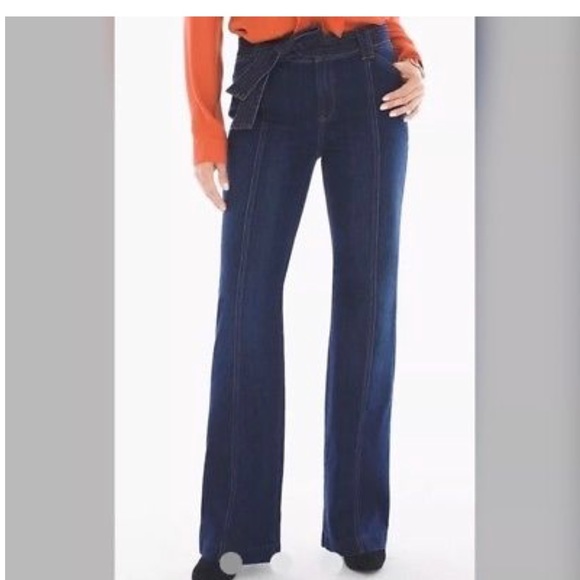 Chico’s Tie waist platinum Trouser Jeans - Picture 1 of 5